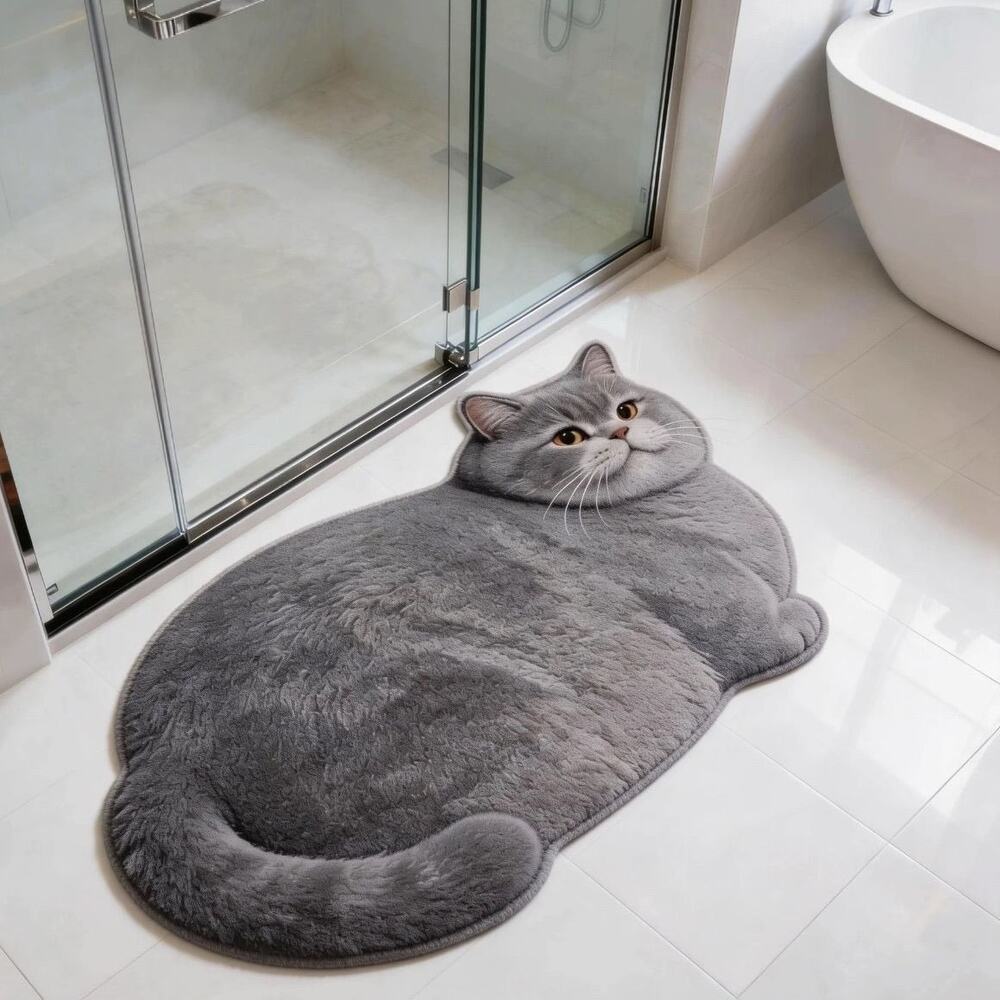 3D Realistic British Shorthair Cat Shaped Accent Rug